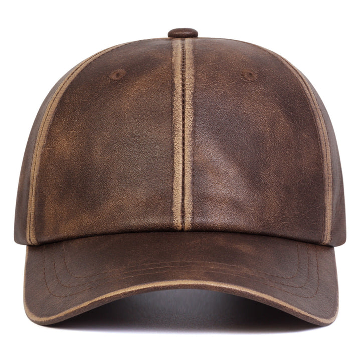 Genuine Leather Structured Baseball Cap Vintage Washed