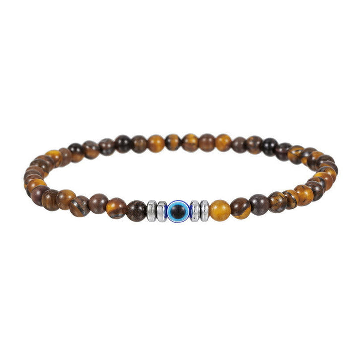 Men's Natural Stone Evil Eye Beaded Bracelet