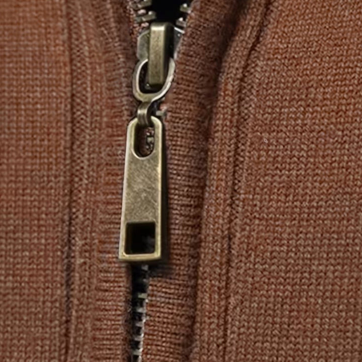Men's knitted cardigan styled as a smart layering piece