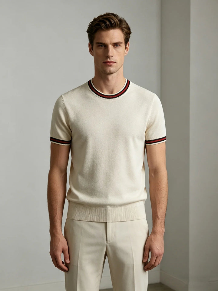Men's Lightweight Knit Short-Sleeve Shirt White Tailored Fit