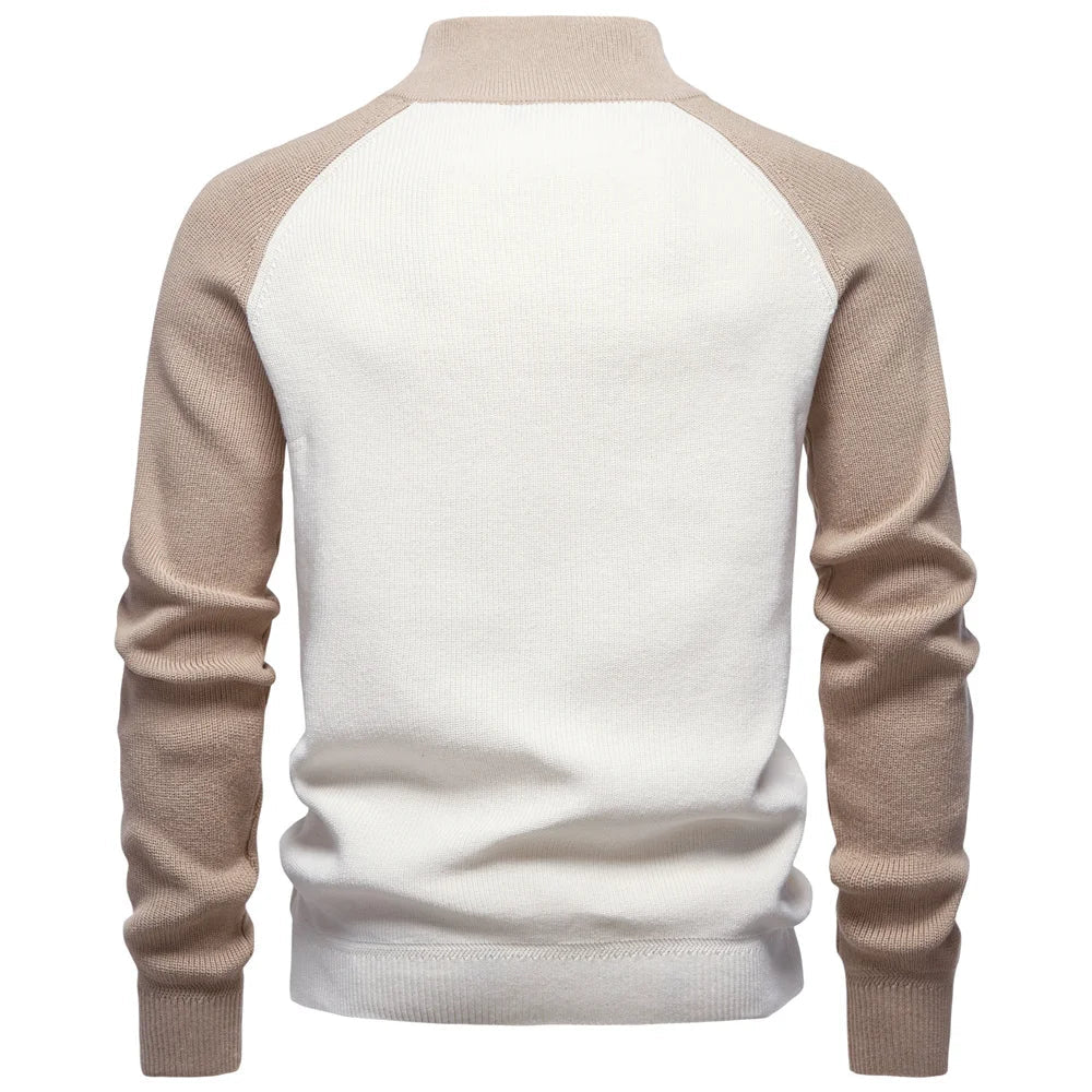 Men's Cotton Mock Neck Quarter Zip Pullover Sweater