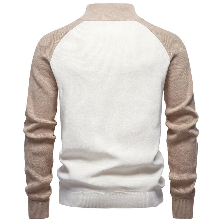 Men's Cotton Mock Neck Quarter Zip Pullover Sweater