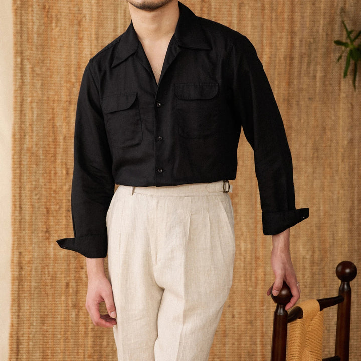 Relaxed Fit Linen Shirt with Chest Pockets