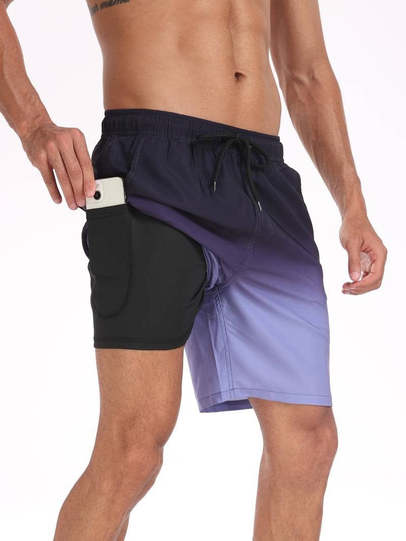 Men's Flamingo Print Swim Shorts Relaxed Fit