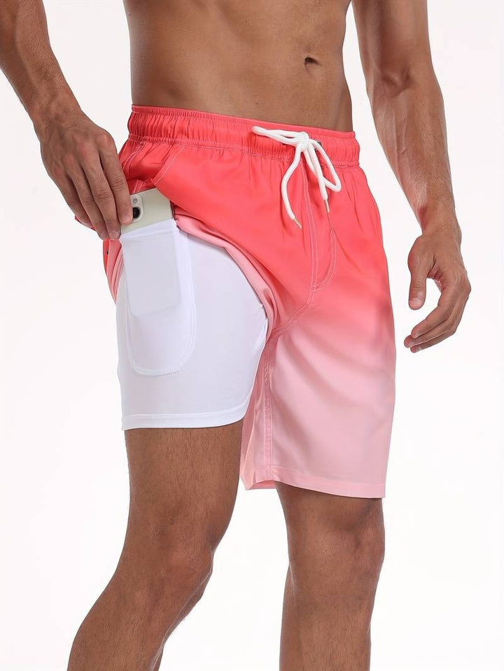 Men's Flamingo Print Swim Shorts Relaxed Fit