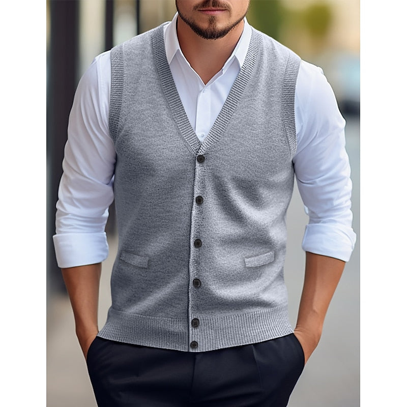 Men's V-Neck Knitted Waistcoat