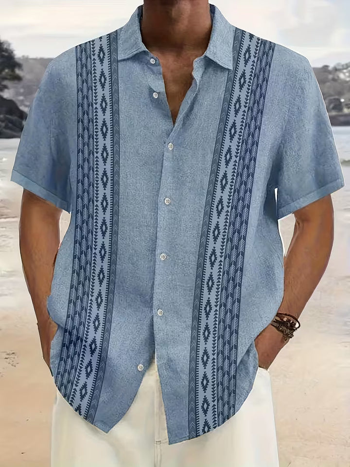 Men's Geometric Print Camp Shirt