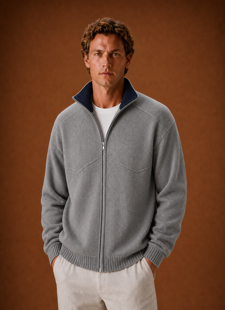 Men's Knit Full Zip Cardigan Jacket