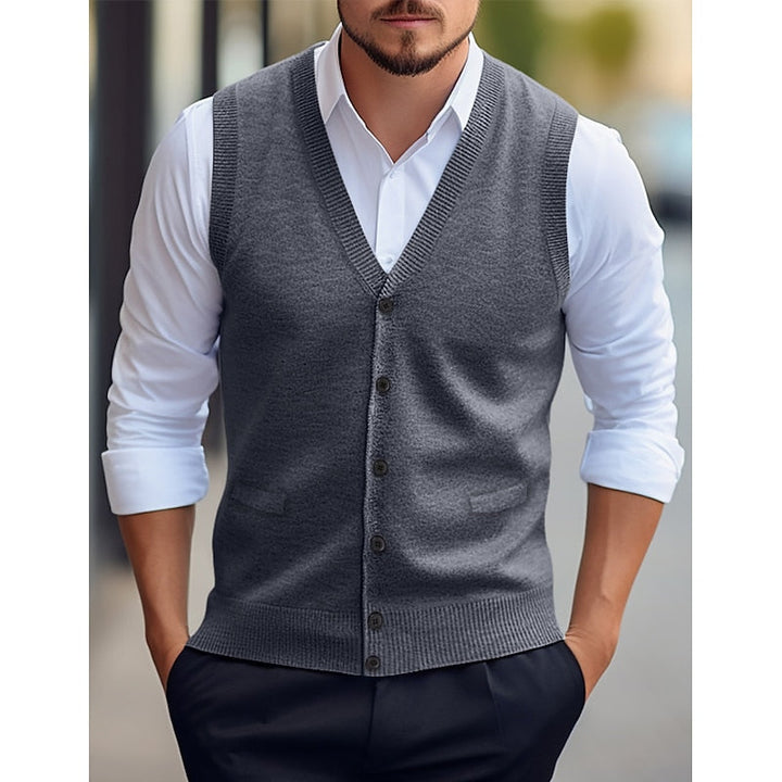 Men's V-Neck Knitted Waistcoat