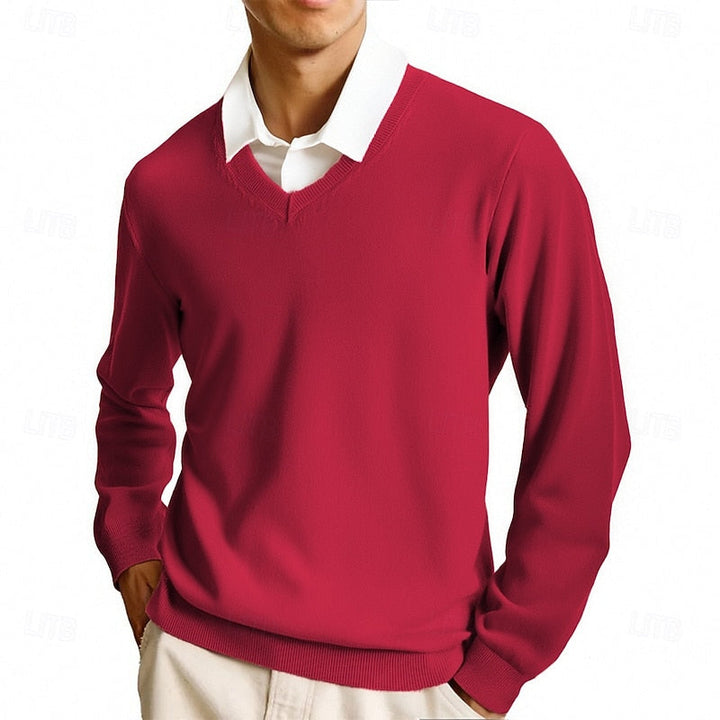 Men's Fine Knit V Neck Jumper