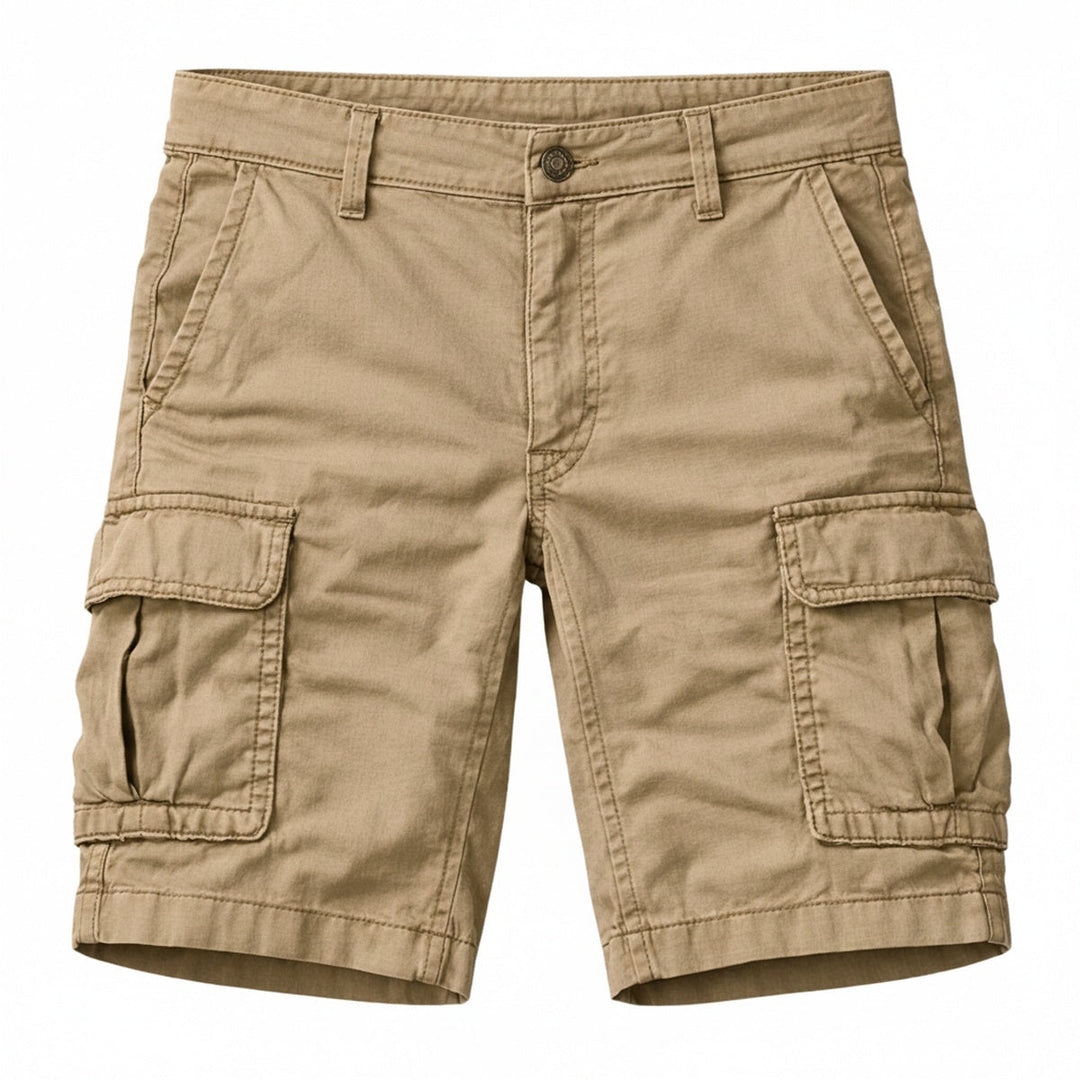 Men's cargo shorts in regular fit with side pockets, front view