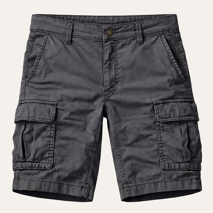 Detail of side cargo pocket on men's regular fit shorts