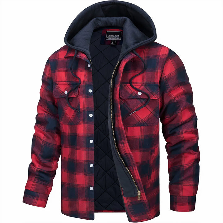 Men's Lined Hooded Check Jacket