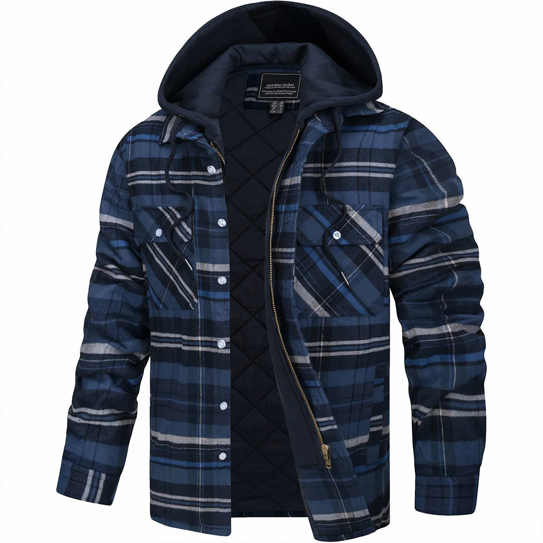 Men's Lined Hooded Check Jacket