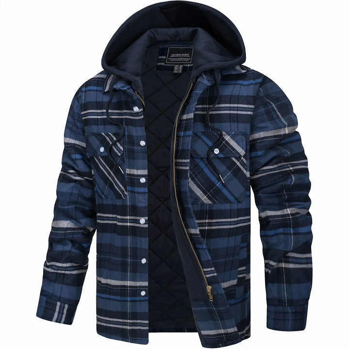 Men's Lined Hooded Check Jacket