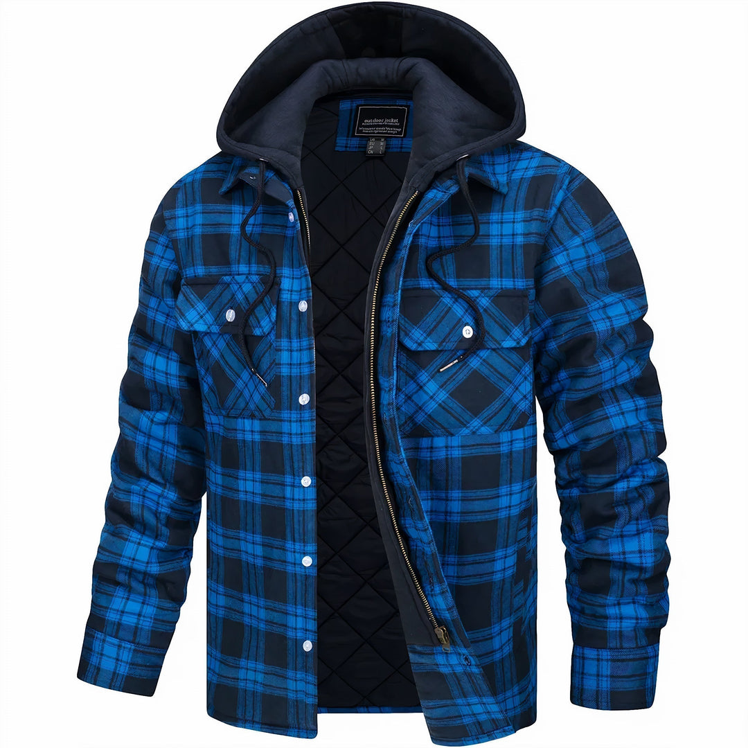 Men's Lined Hooded Check Jacket