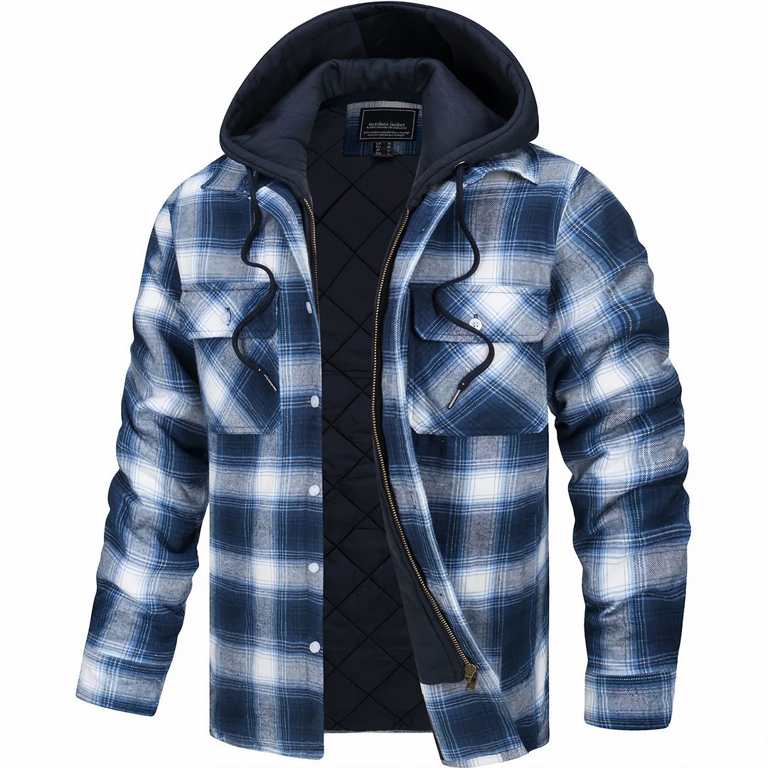 Men's Lined Hooded Check Jacket