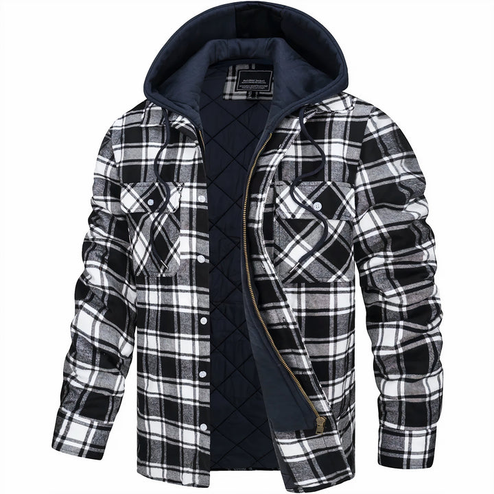 Men's Lined Hooded Check Jacket