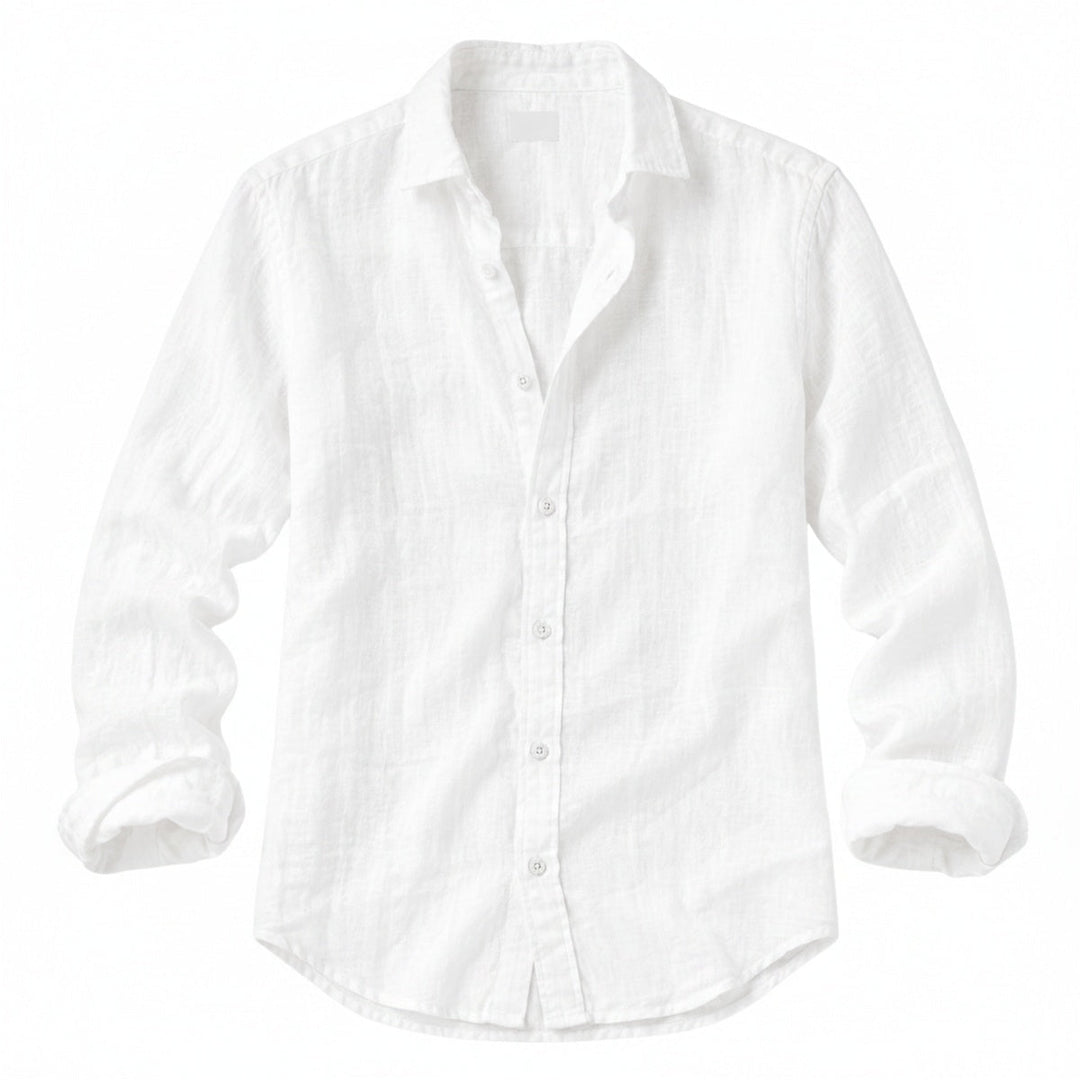 Men's long sleeve relaxed slim fit shirt front view