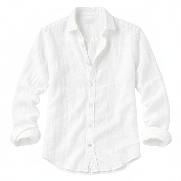 Men's long sleeve relaxed slim fit shirt front view