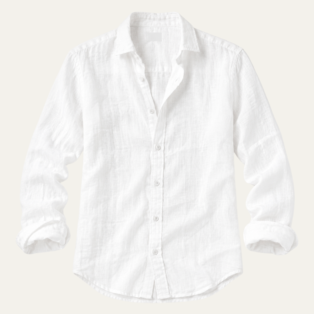 Men's long sleeve relaxed slim fit shirt back view