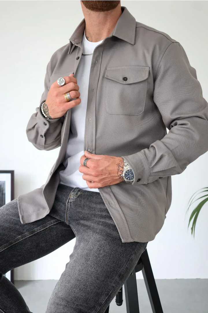 Men's overshirt displayed from the back with a relaxed fit