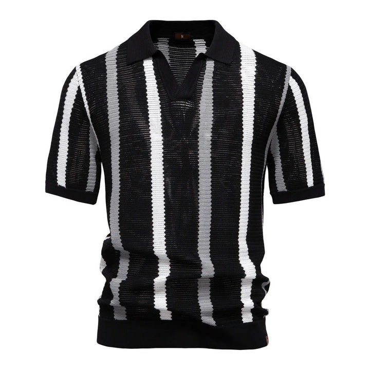 Vintage Striped Knit Polo Shirt