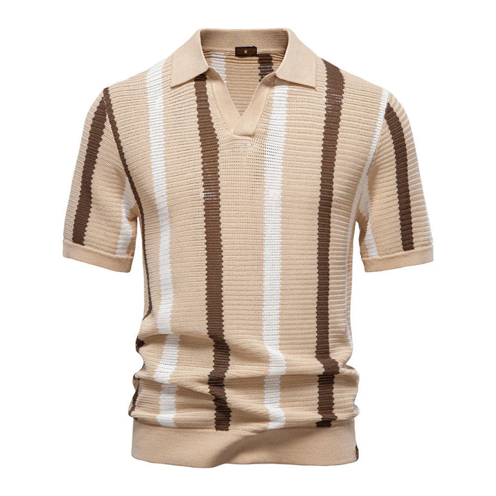 Vintage Striped Knit Polo Shirt