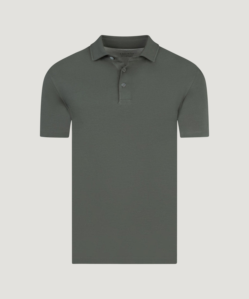 Men's polo shirt with short sleeves and classic collar back view
