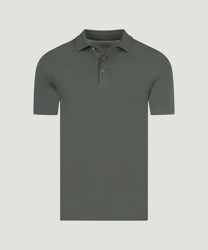 Men's polo shirt with short sleeves and classic collar back view