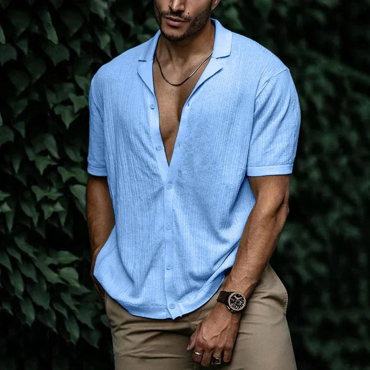 Men's Short Sleeve Revere Collar Shirt Relaxed Fit