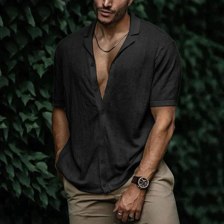 Men's Short Sleeve Revere Collar Shirt Relaxed Fit