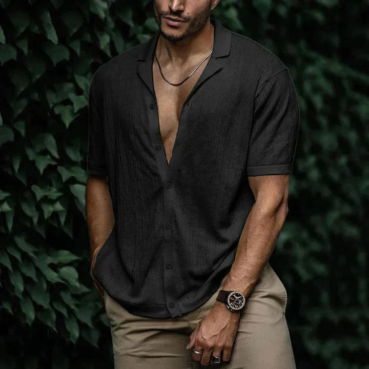 Men's Short Sleeve Revere Collar Shirt Relaxed Fit