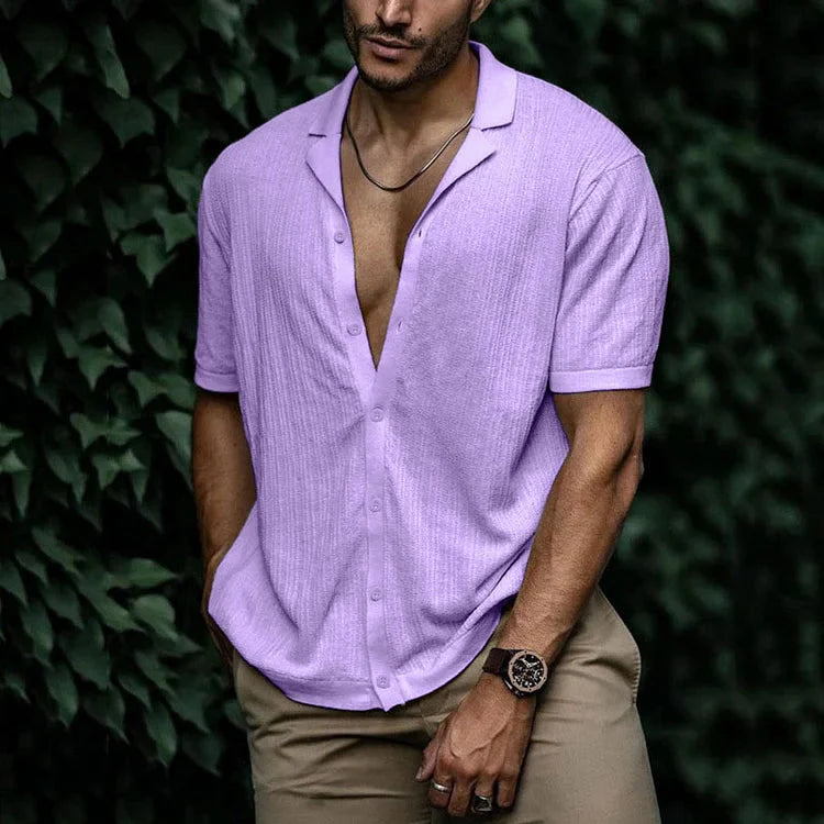 Men's Short Sleeve Revere Collar Shirt Relaxed Fit