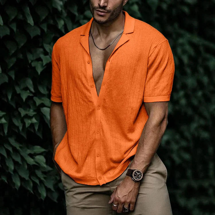Men's Short Sleeve Revere Collar Shirt Relaxed Fit