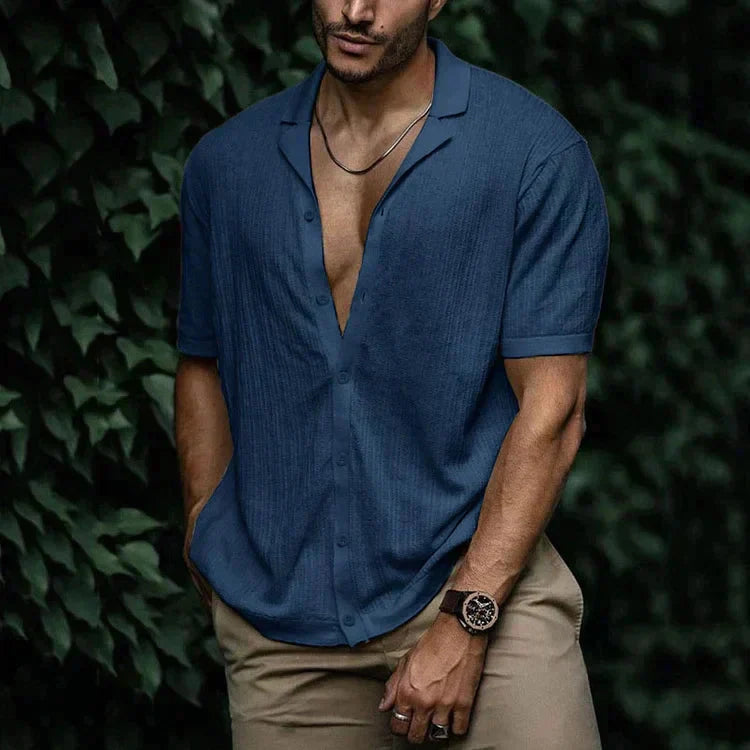 Men's Short Sleeve Revere Collar Shirt Relaxed Fit