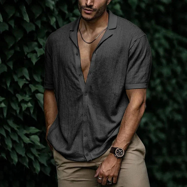 Men's Short Sleeve Revere Collar Shirt Relaxed Fit