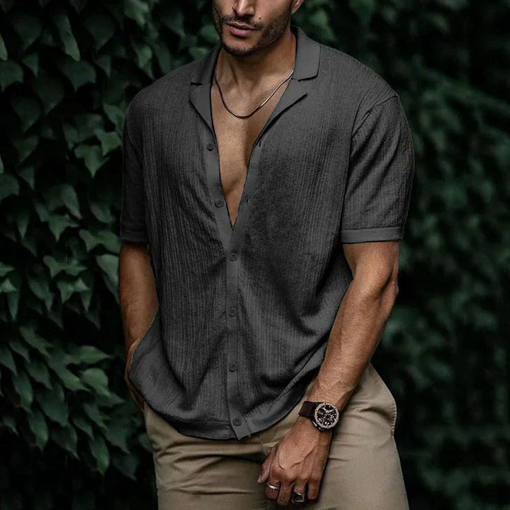 Men's Short Sleeve Revere Collar Shirt Relaxed Fit