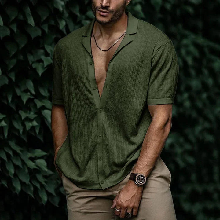 Men's Short Sleeve Revere Collar Shirt Relaxed Fit