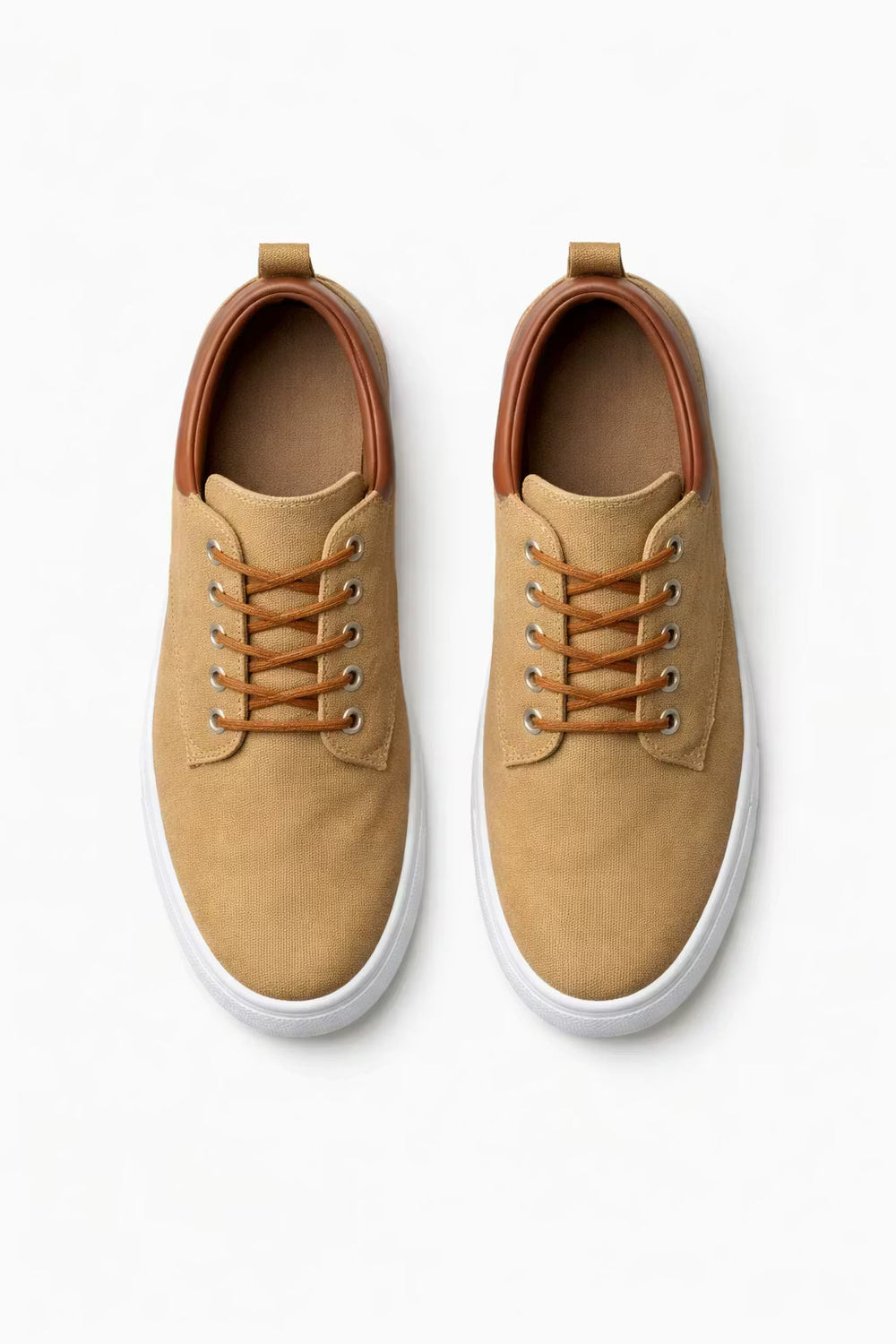 Side view of men's low-top trainers with lace-up fastening