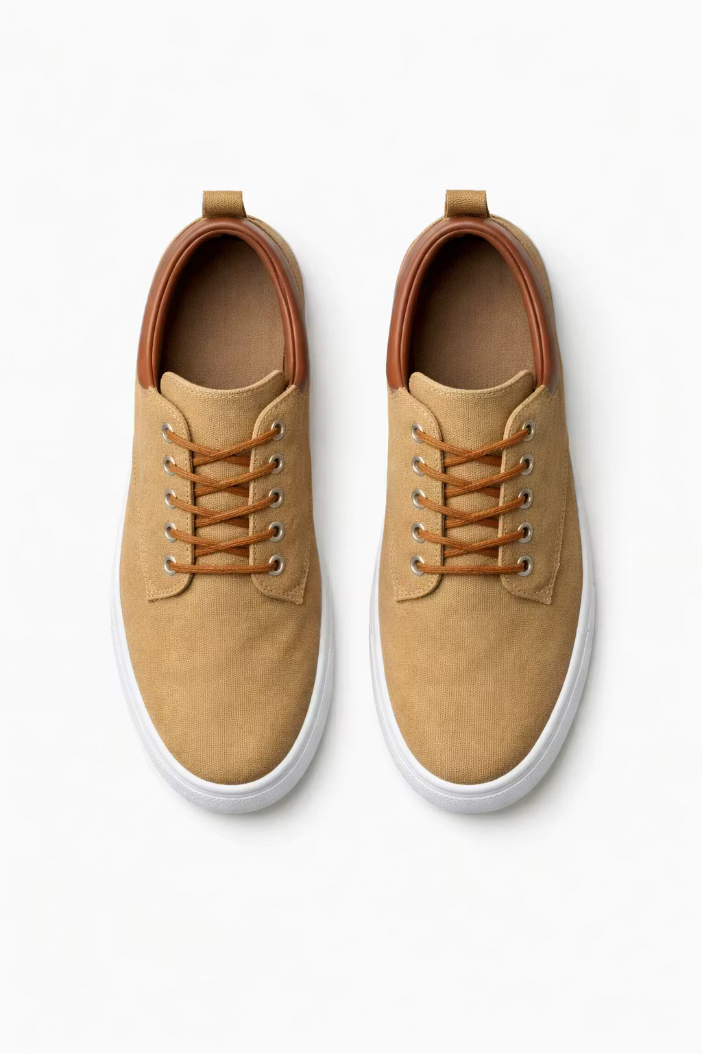 Side view of men's low-top trainers with lace-up fastening