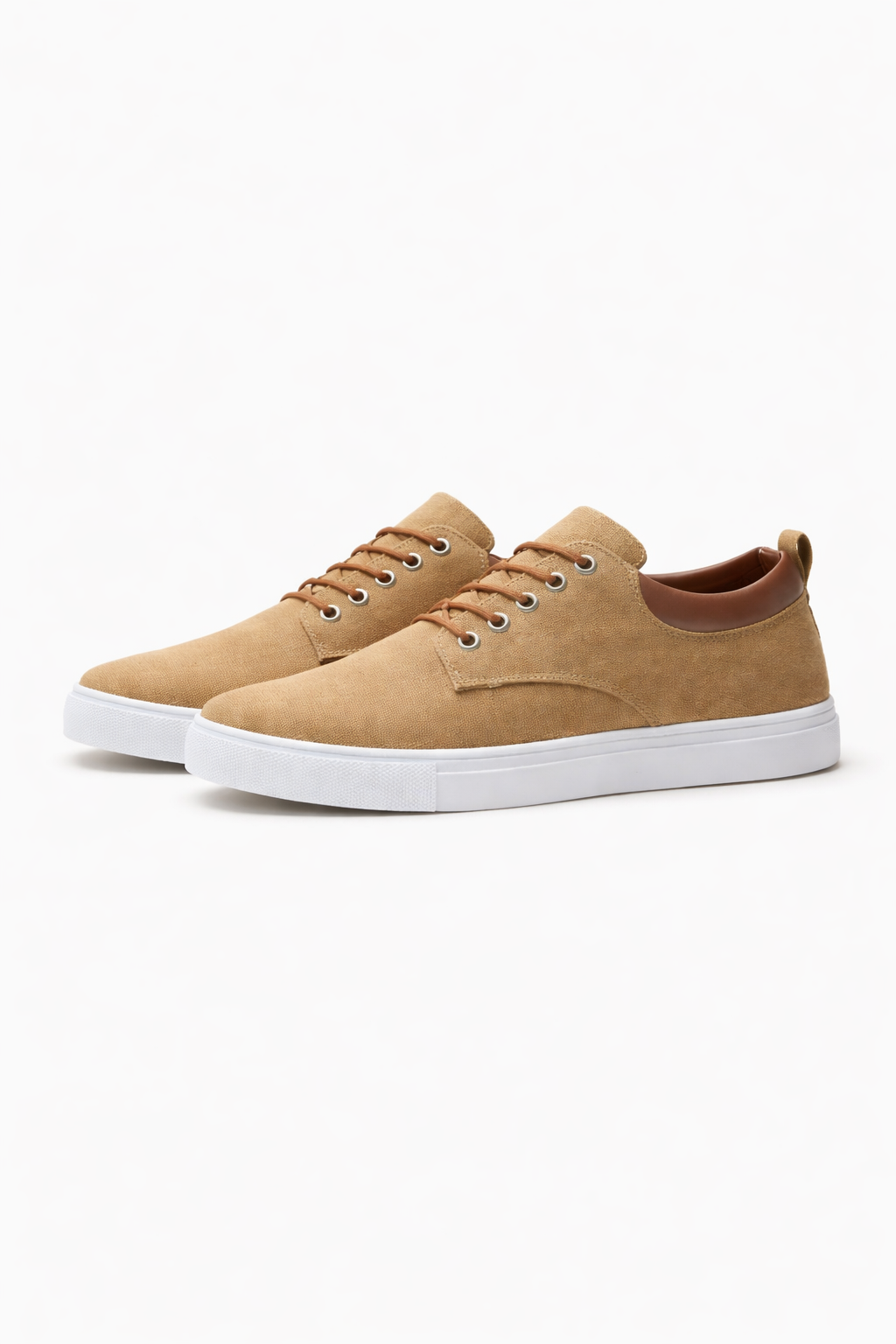 Men's Low Top Lace Up Trainers With Contrast Collar