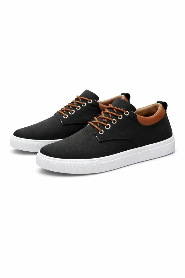 Men's Low Top Lace Up Trainers With Contrast Collar