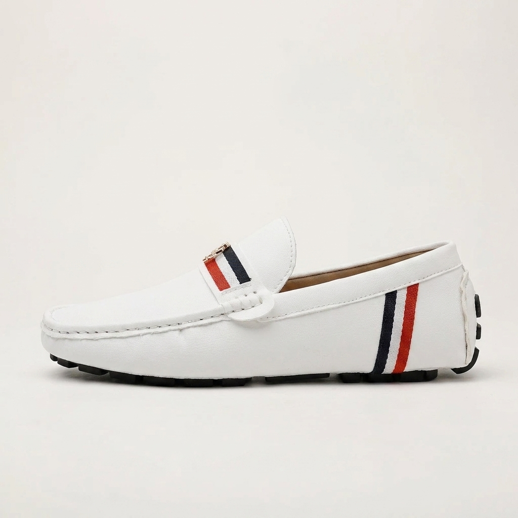 Men's striped slip-on loafers styled for smart casual wear