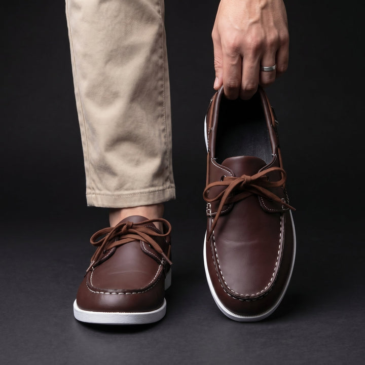 Pair of men's loafers viewed from the back