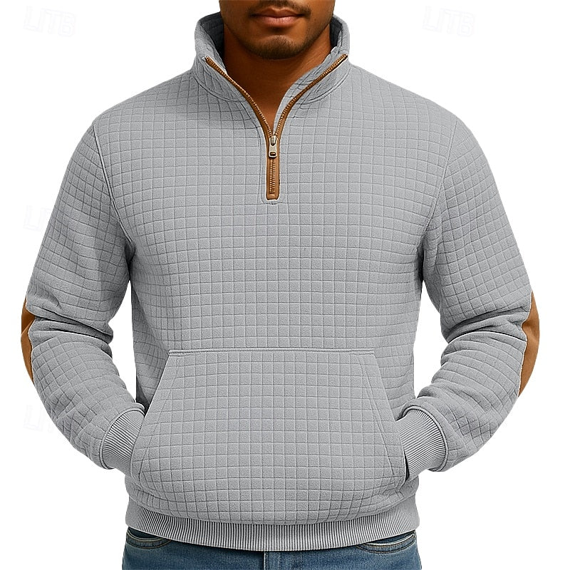 Close-up of the textured fabric and quarter-zip fastening