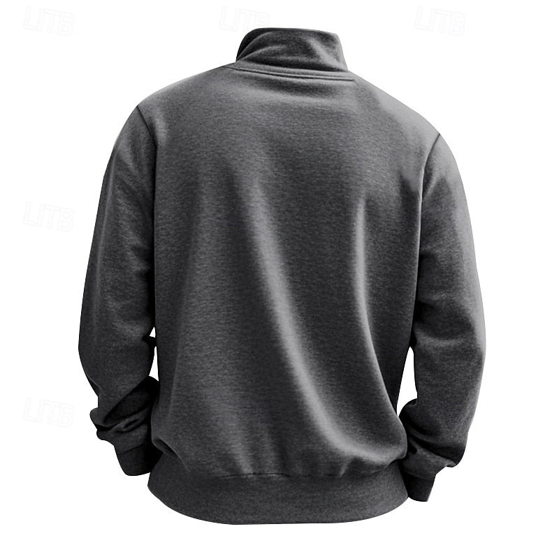 Men's jumper featuring a short quarter zip and stand collar