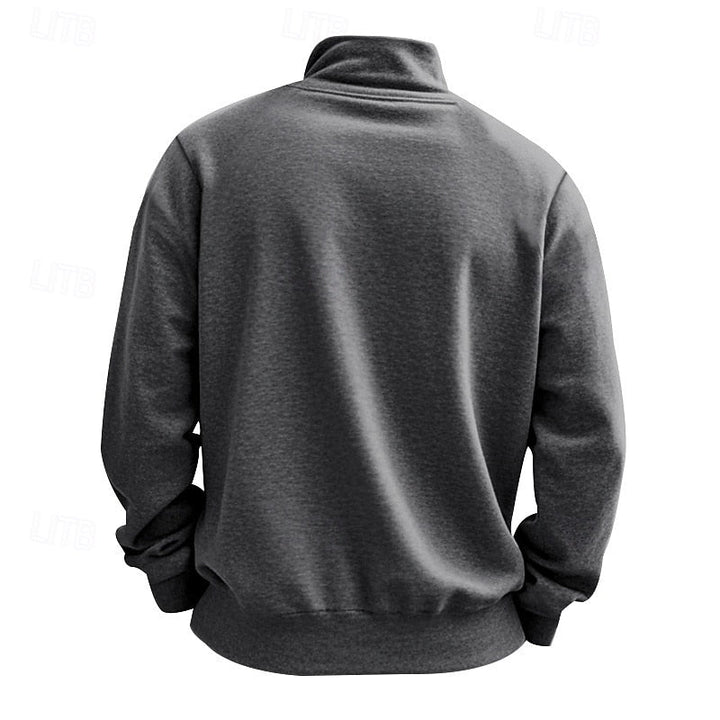 Men's jumper featuring a short quarter zip and stand collar