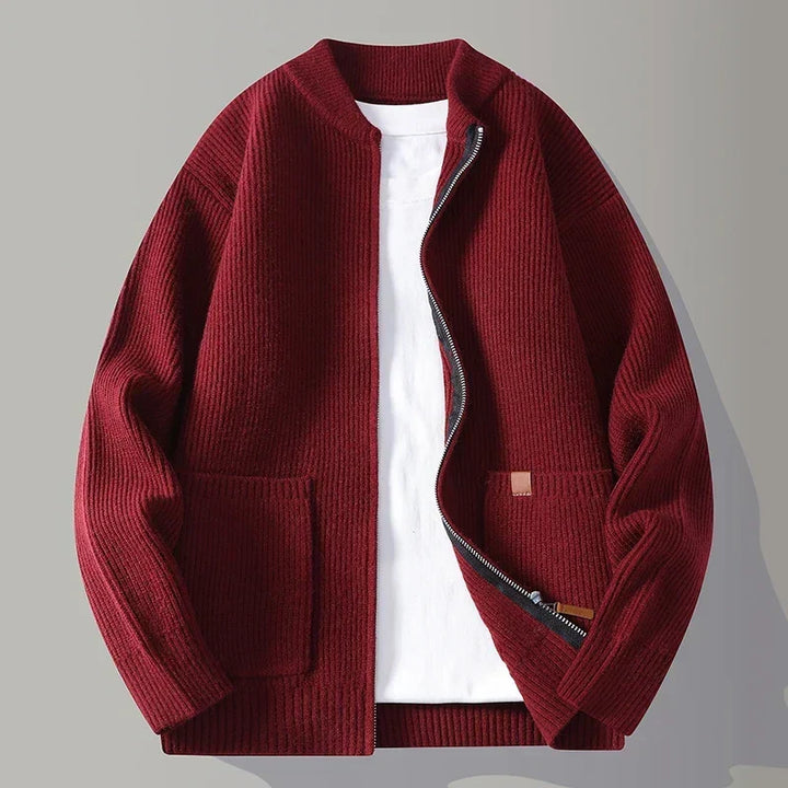 Men's Ribbed Knit Open Front Cardigan