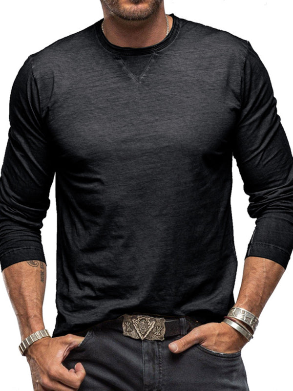 Round Neck Long Sleeve Cotton T-Shirt
